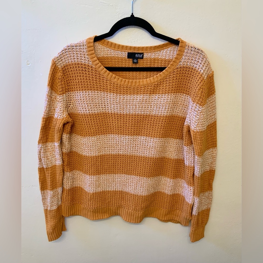 Cute Orange and Cream Striped Sweater a.n.a Womens size XL Long Sleeve Pullover